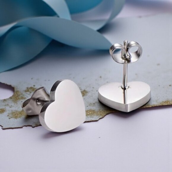 🆕️18K White Gold Plated Heart Jewelry Set 💖 Earrings & Necklace w/ Shell Inlay - Picture 12 of 12